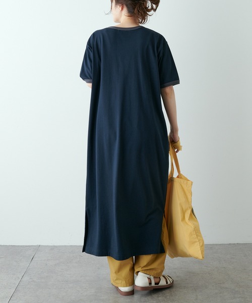 PUAL CE CIN（ピュアルセシン）の「リンガー カレッジロゴ カットソーワンピース（ワンピース・レディース・ネイビー/ナチュラル/グレイッシュベージュ・FREE）」の13枚目の写真