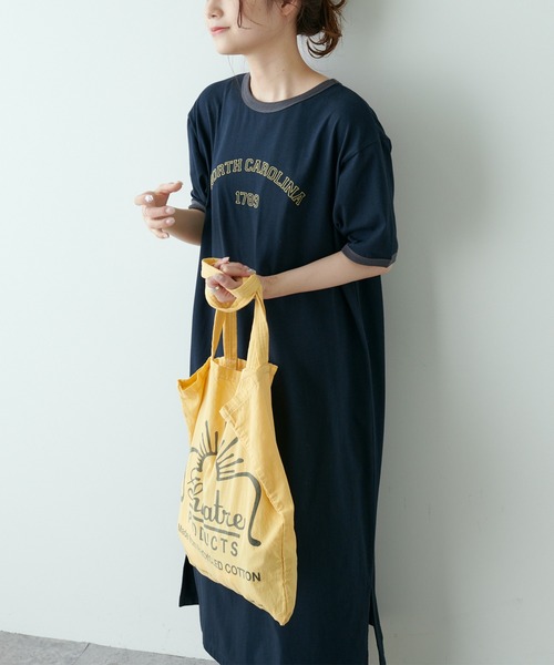 PUAL CE CIN（ピュアルセシン）の「リンガー カレッジロゴ カットソーワンピース（ワンピース・レディース・ネイビー/ナチュラル/グレイッシュベージュ・FREE）」の22枚目の写真