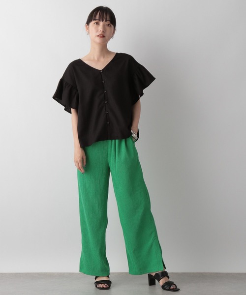 LOWRYS FARM（ローリーズファーム）の「アサレーヨンラッフルブラウス　344679（シャツ/ブラウス・レディース・ブラック/ブラウン/アイボリー/ボルドー・FREE）」の11枚目の写真