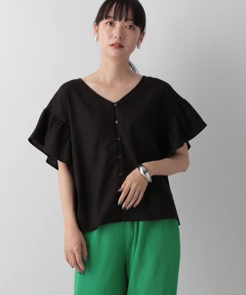 LOWRYS FARM（ローリーズファーム）の「アサレーヨンラッフルブラウス　344679（シャツ/ブラウス・レディース・ブラック/ブラウン/アイボリー/ボルドー・FREE）」の19枚目の写真