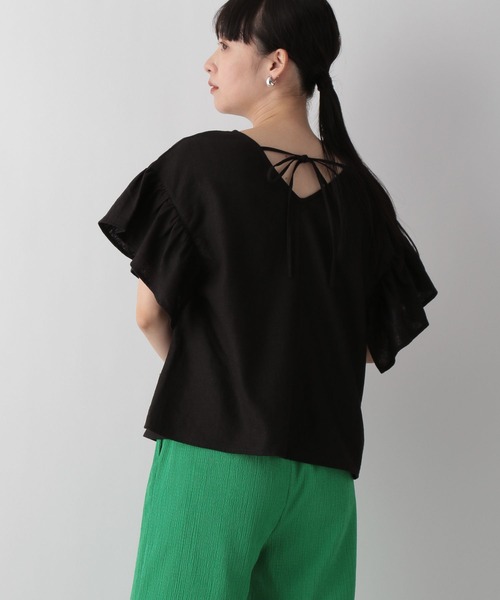 LOWRYS FARM（ローリーズファーム）の「アサレーヨンラッフルブラウス　344679（シャツ/ブラウス・レディース・ブラック/ブラウン/アイボリー/ボルドー・FREE）」の5枚目の写真