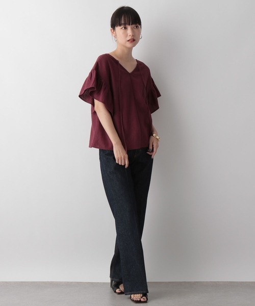 LOWRYS FARM（ローリーズファーム）の「アサレーヨンラッフルブラウス　344679（シャツ/ブラウス・レディース・ブラック/ブラウン/アイボリー/ボルドー・FREE）」の16枚目の写真