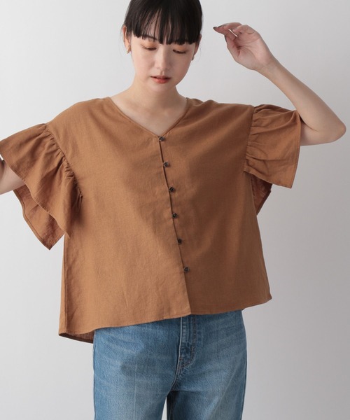 LOWRYS FARM（ローリーズファーム）の「アサレーヨンラッフルブラウス　344679（シャツ/ブラウス・レディース・ブラック/ブラウン/アイボリー/ボルドー・FREE）」の12枚目の写真