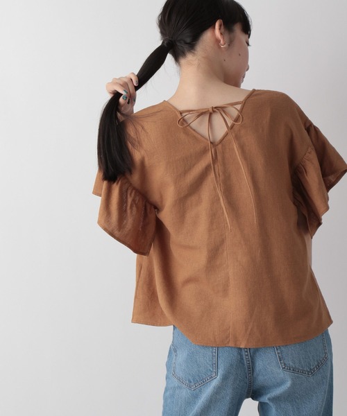 LOWRYS FARM（ローリーズファーム）の「アサレーヨンラッフルブラウス　344679（シャツ/ブラウス・レディース・ブラック/ブラウン/アイボリー/ボルドー・FREE）」の20枚目の写真