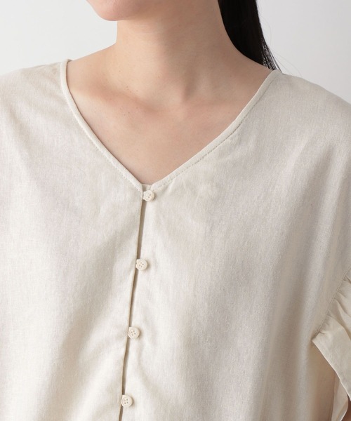 LOWRYS FARM（ローリーズファーム）の「アサレーヨンラッフルブラウス　344679（シャツ/ブラウス・レディース・ブラック/ブラウン/アイボリー/ボルドー・FREE）」の17枚目の写真