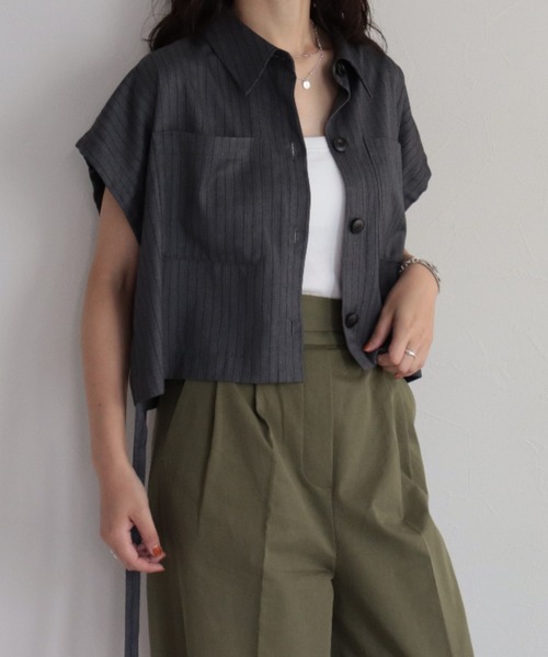 fredy repit（フレディレピ）の「レイヤードシャツベスト（ベスト・レディース・ブラック/チャコールグレー・38）」の2枚目の写真