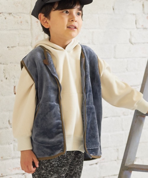 MAKE YOUR DAY(メイクユアデイ)の「ドロップショルダーポンチフーディ■80~140cm(スウェット・キッズ・ベージュ/カーキ/ブラック・140/130/80/120/110/100/90)」の11枚目の写真