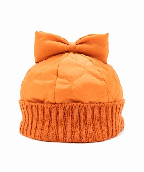 Casselini（キャセリーニ）の「Casselini(キャセリーニ)kidsキルティングリボンワッチ（ニットキャップ/ビーニー・キッズ・ブラック/オレンジ・FREE）」の4枚目の写真