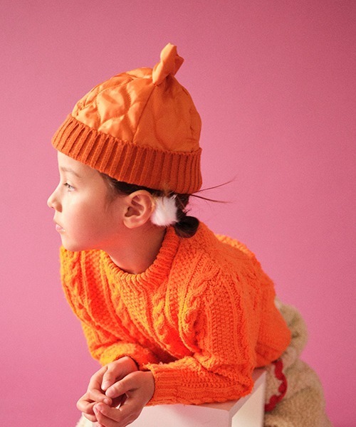 Casselini（キャセリーニ）の「Casselini(キャセリーニ)kidsキルティングリボンワッチ（ニットキャップ/ビーニー・キッズ・ブラック/オレンジ・FREE）」の9枚目の写真