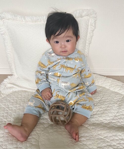 BREEZE(ブリーズ)の「総柄カバーオール マイファーストブリーズ (ロンパース・キッズ・ブラウン/マスタード/チャコール/サーモンピンク/オレンジ/ベージュ/その他3/ブルー/サックスブルー/ミント・70/60/80)」の6枚目の写真