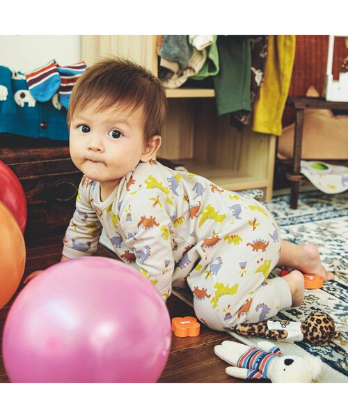 BREEZE(ブリーズ)の「総柄カバーオール マイファーストブリーズ (ロンパース・キッズ・ブラウン/マスタード/チャコール/サーモンピンク/オレンジ/ベージュ/その他3/ブルー/サックスブルー/ミント・70/60/80)」の11枚目の写真