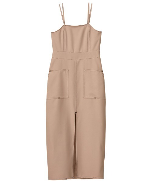 GeeRA(ジーラ)の「配色ステッチキャミワンピース(ワンピース・レディース・ブラック/ベージュ・MEDIUM/SMALL)」の4枚目の写真