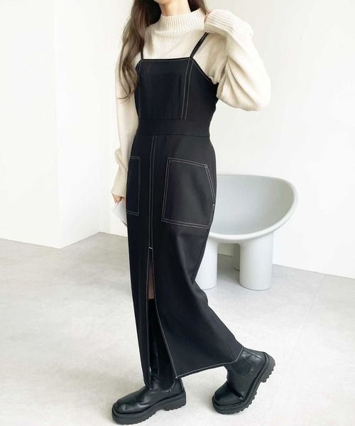 GeeRA(ジーラ)の「配色ステッチキャミワンピース(ワンピース・レディース・ブラック/ベージュ・MEDIUM/SMALL)」の5枚目の写真