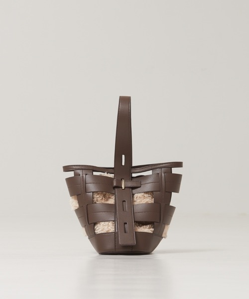 LOWELL things（ロウェル　シングス）の「Lattice/2WAYメッシュAWファーBAG（ハンドバッグ・レディース・ダークブラウン/スミクロ/ライトベージュ・フリー）」の2枚目の写真