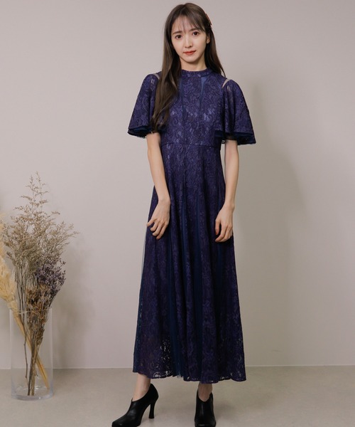 LADYMADE(レディメイド)の「チュール切替フリルレースドレス(ドレス・レディース・ブラック/オレンジ系その他/ネイビー系・FREE)」の9枚目の写真