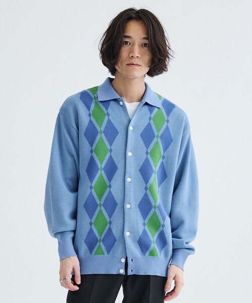 ARGYLE ITALIAN KNIT CARDIGAN