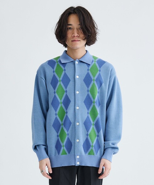 ARGYLE ITALIAN KNIT CARDIGAN