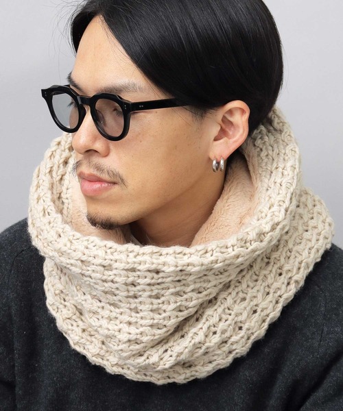 裏編みニット ファースヌード / ファー ネックウォーマー（ネック