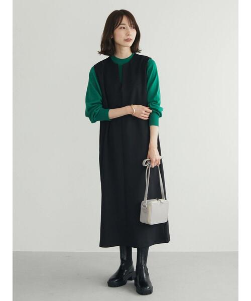 Green　Parks（グリーンパークス）の「キーネックダンボールワンピース（ワンピース・レディース・キャメル/ブラック/ブルー・FREE）」の16枚目の写真