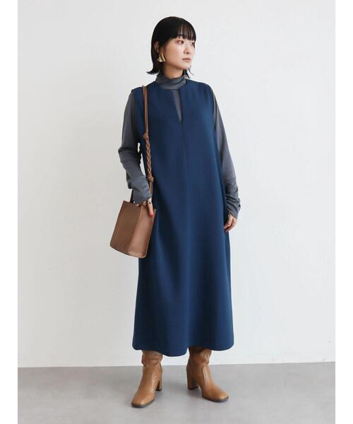 Green　Parks（グリーンパークス）の「キーネックダンボールワンピース（ワンピース・レディース・キャメル/ブラック/ブルー・FREE）」の19枚目の写真