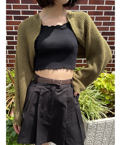 PHILLY（フィリー）の「ショートニットカーディガン（カーディガン/ボレロ・レディース・ホワイト/カーキ/ブラック/ブルー・FREE）」の3枚目の写真