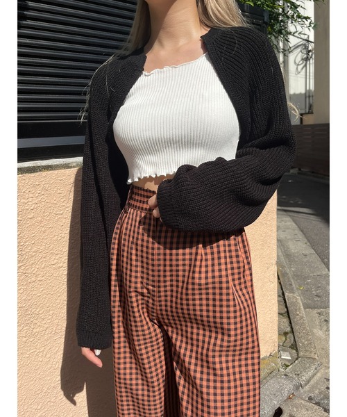 PHILLY（フィリー）の「ショートニットカーディガン（カーディガン/ボレロ・レディース・ホワイト/カーキ/ブラック/ブルー・FREE）」の2枚目の写真