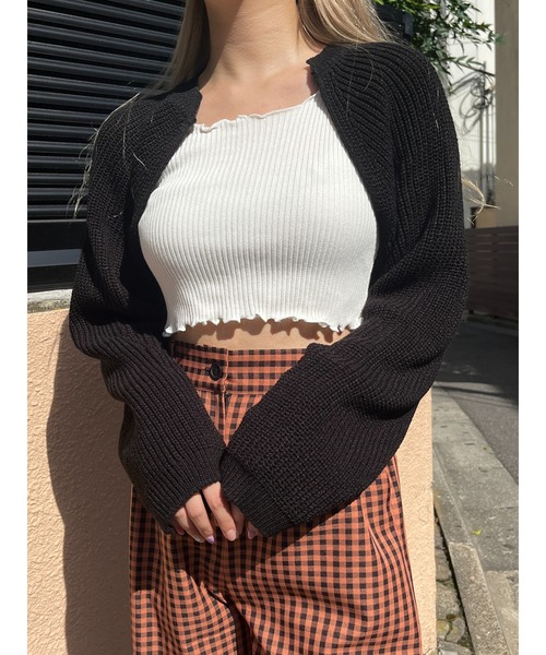 PHILLY（フィリー）の「ショートニットカーディガン（カーディガン/ボレロ・レディース・ホワイト/カーキ/ブラック/ブルー・FREE）」の13枚目の写真