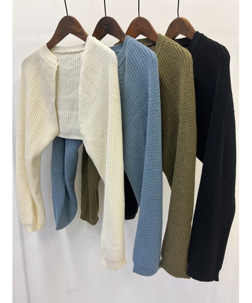 PHILLY（フィリー）の「ショートニットカーディガン（カーディガン/ボレロ・レディース・ホワイト/カーキ/ブラック/ブルー・FREE）」の22枚目の写真