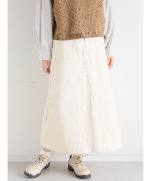 ehka sopo(エヘカソポ)の「ツイルフレアスカート(スカート・レディース・ブラック/ブラウン/キナリ・フリ-)」の2枚目の写真