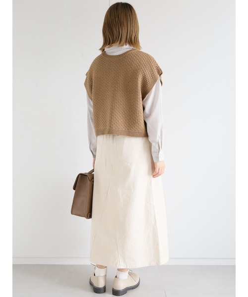 ehka sopo(エヘカソポ)の「ツイルフレアスカート(スカート・レディース・ブラック/ブラウン/キナリ・フリ-)」の7枚目の写真