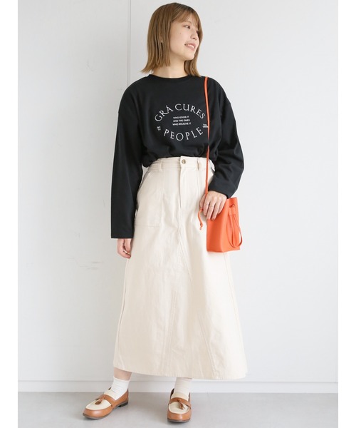 ehka sopo(エヘカソポ)の「ツイルフレアスカート(スカート・レディース・ブラック/ブラウン/キナリ・フリ-)」の13枚目の写真