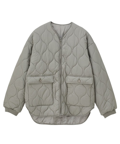 GeeRA（ジーラ）の「ラウンドヘムキルティングコート（ミリタリージャケット・レディース・ブラック/カーキ/アイボリー・MEDIUM/LARGE）」の6枚目の写真