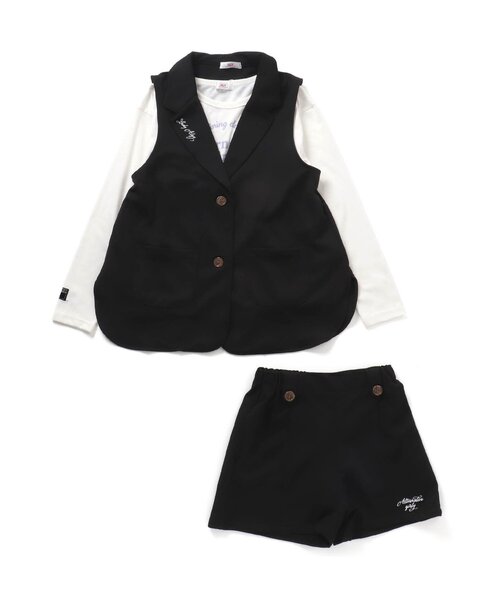 algy（アルジー）の「ジレセットアップ＆ロンTセット（セットアップ・キッズ・ベージュ/ブラック・MEDIUM/X-SMALL/SMALL/XX-SMALL）」の2枚目の写真