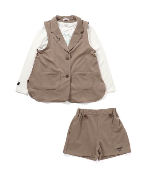 algy（アルジー）の「ジレセットアップ＆ロンTセット（セットアップ・キッズ・ベージュ/ブラック・MEDIUM/X-SMALL/SMALL/XX-SMALL）」の6枚目の写真