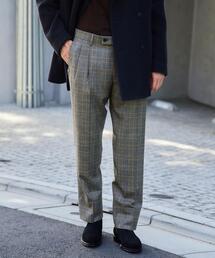 green label relaxing | Wミルドグレンチェック 2プリーツ スラックス -ストレッチ-(スラックス)