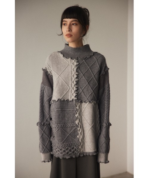 BLACK BY MOUSSY（ブラックバイマウジー）の「mellow knit tops（メロウニットトップス）（ニット/セーター・レディース・ホワイト/グレー・FREE）」の10枚目の写真