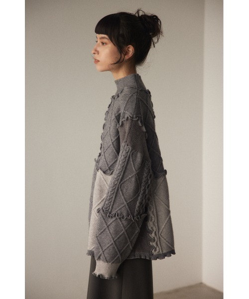 BLACK BY MOUSSY（ブラックバイマウジー）の「mellow knit tops（メロウニットトップス）（ニット/セーター・レディース・ホワイト/グレー・FREE）」の18枚目の写真