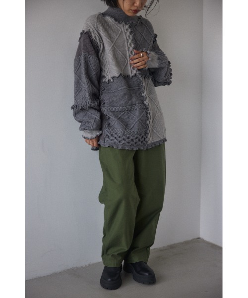 BLACK BY MOUSSY（ブラックバイマウジー）の「mellow knit tops（メロウニットトップス）（ニット/セーター・レディース・ホワイト/グレー・FREE）」の5枚目の写真