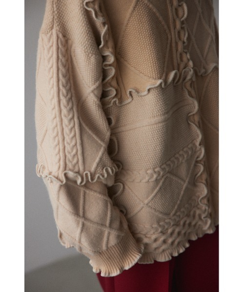 BLACK BY MOUSSY（ブラックバイマウジー）の「mellow knit tops（メロウニットトップス）（ニット/セーター・レディース・ホワイト/グレー・FREE）」の14枚目の写真