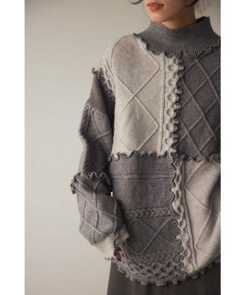 BLACK BY MOUSSY（ブラックバイマウジー）の「mellow knit tops（メロウニットトップス）（ニット/セーター・レディース・ホワイト/グレー・FREE）」の13枚目の写真