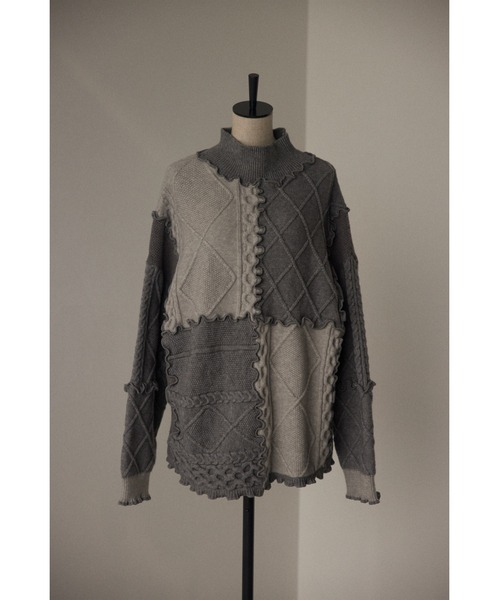 BLACK BY MOUSSY（ブラックバイマウジー）の「mellow knit tops（メロウニットトップス）（ニット/セーター・レディース・ホワイト/グレー・FREE）」の16枚目の写真