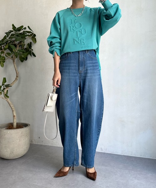 DouDou（ドゥドゥ）の「【WEB限定】エンボスロゴスウェット（スウェット・レディース・チャコールグレー/オフホワイト/ブルー・FREE）」の7枚目の写真