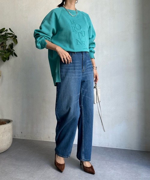 DouDou（ドゥドゥ）の「【WEB限定】エンボスロゴスウェット（スウェット・レディース・チャコールグレー/オフホワイト/ブルー・FREE）」の8枚目の写真