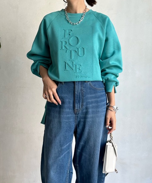 DouDou（ドゥドゥ）の「【WEB限定】エンボスロゴスウェット（スウェット・レディース・チャコールグレー/オフホワイト/ブルー・FREE）」の11枚目の写真