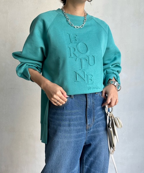 DouDou（ドゥドゥ）の「【WEB限定】エンボスロゴスウェット（スウェット・レディース・チャコールグレー/オフホワイト/ブルー・FREE）」の13枚目の写真