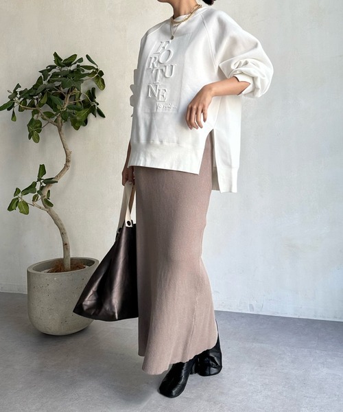 DouDou（ドゥドゥ）の「【WEB限定】エンボスロゴスウェット（スウェット・レディース・チャコールグレー/オフホワイト/ブルー・FREE）」の15枚目の写真