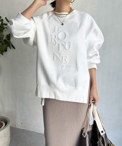 DouDou（ドゥドゥ）の「【WEB限定】エンボスロゴスウェット（スウェット・レディース・チャコールグレー/オフホワイト/ブルー・FREE）」の19枚目の写真