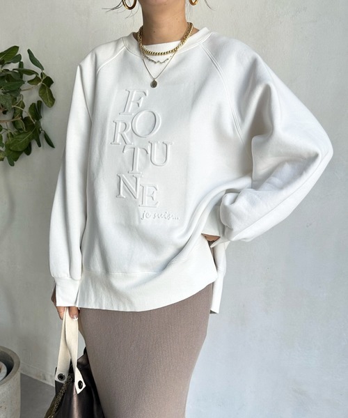 DouDou（ドゥドゥ）の「【WEB限定】エンボスロゴスウェット（スウェット・レディース・チャコールグレー/オフホワイト/ブルー・FREE）」の20枚目の写真