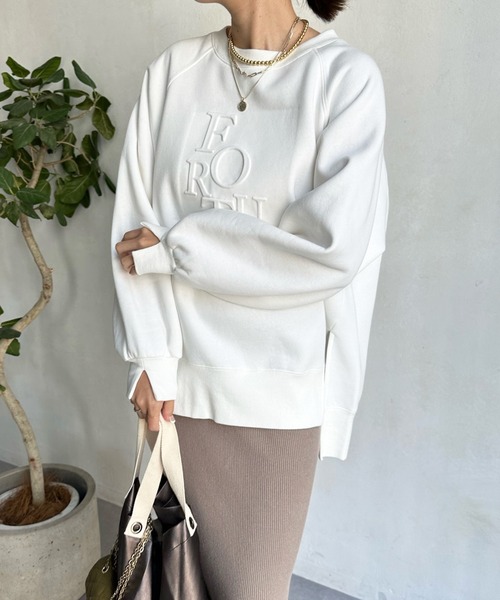 DouDou（ドゥドゥ）の「【WEB限定】エンボスロゴスウェット（スウェット・レディース・チャコールグレー/オフホワイト/ブルー・FREE）」の21枚目の写真