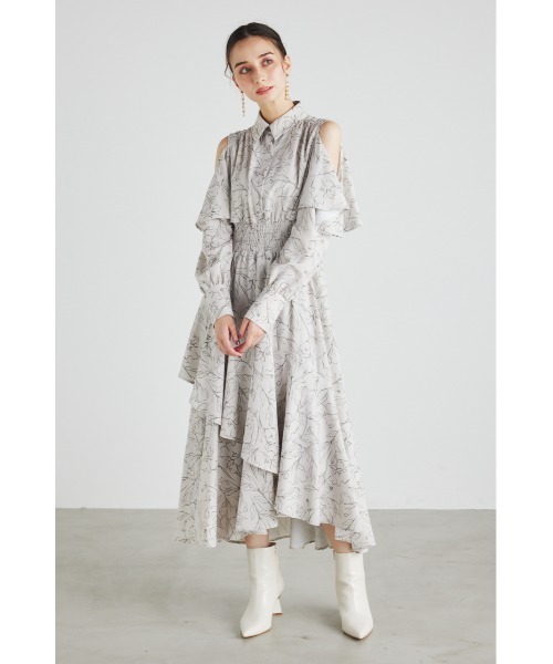 rienda(リエンダ)の「オープンショルダーフリルボウタイワンピース(ワンピース・レディース・ブラック系その他/ブルー/ベージュ系その他/ブラウン・SMALL/MEDIUM)」の19枚目の写真